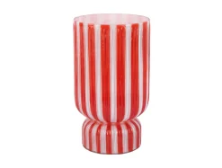 Present time - Vase Rayado Retro large bright scarlet red