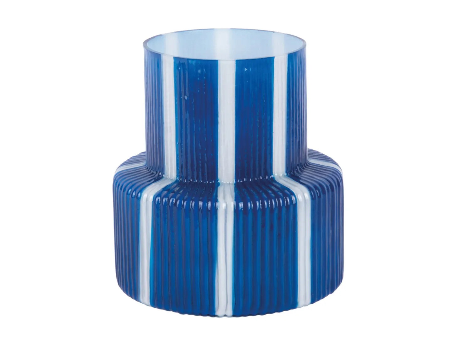 Present time - Vase Rayado Retro wide cobalt blue