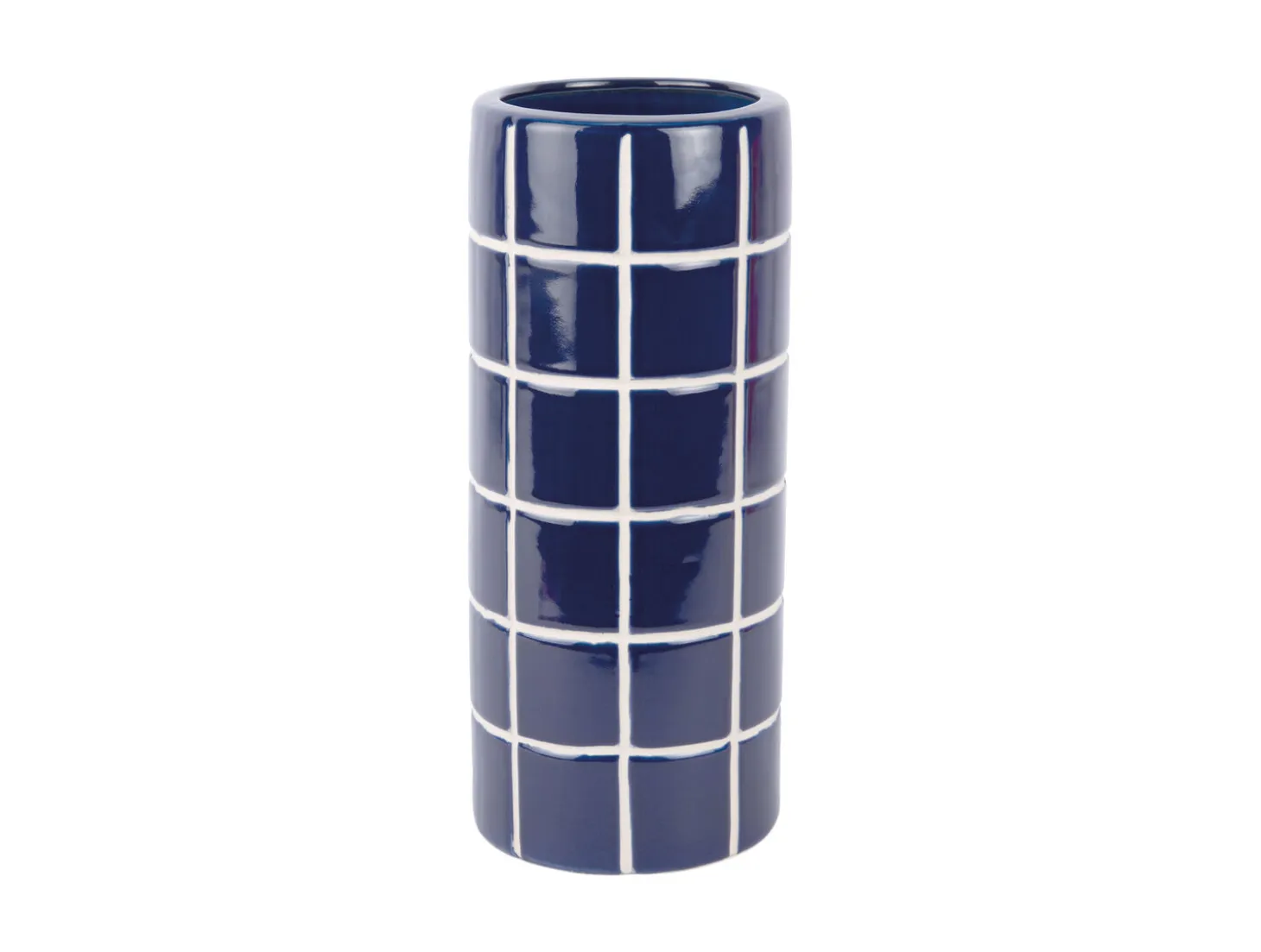Present time - Vase Retro Tiles round medium cobalt blue