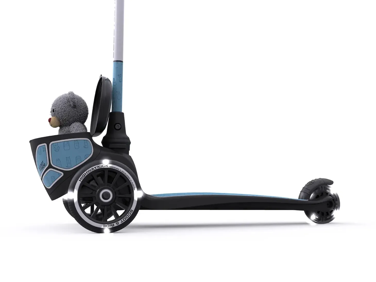 Scoot and Ride - Løbehjul med Lys, Highway Kick 2 Lifestyle Reflective, Steel, blåt