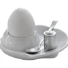 Steel-Function - Æggebægre med ske og salt shaker - sæt med 4 stk.