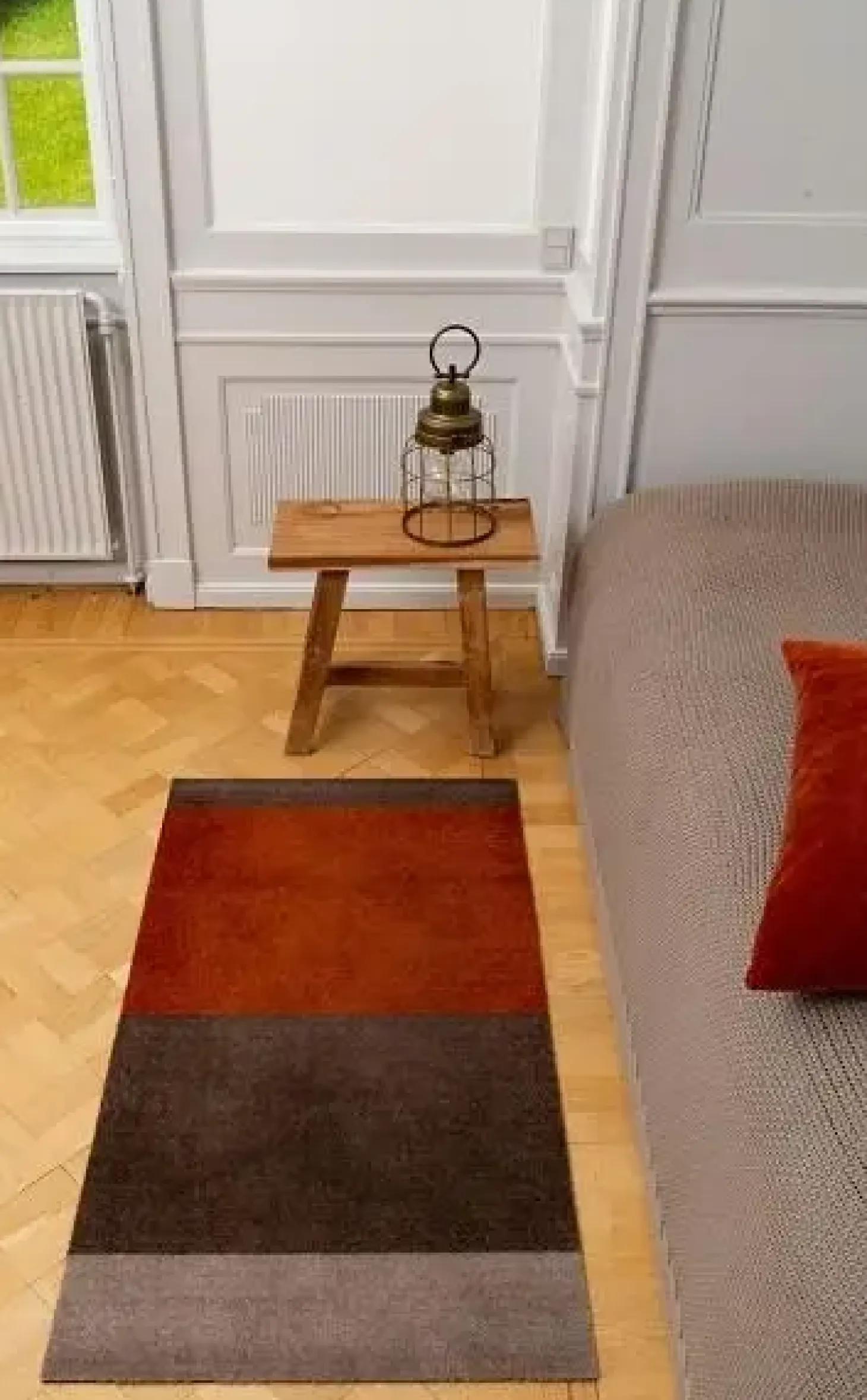 Tica Copenhagen - Smudsmåtte - Stripes Horizon - Sand/Brun/Terracota - 90x130 cm