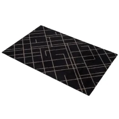 Tica Copenhagen - Smudsmåtte - Lines - Sort/Sand - 60x90 cm.