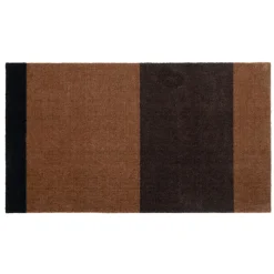 Tica Copenhagen - Smudsmåtte - Stripes Horizon - Cognac/Dark Brown/Black - 90x200 cm