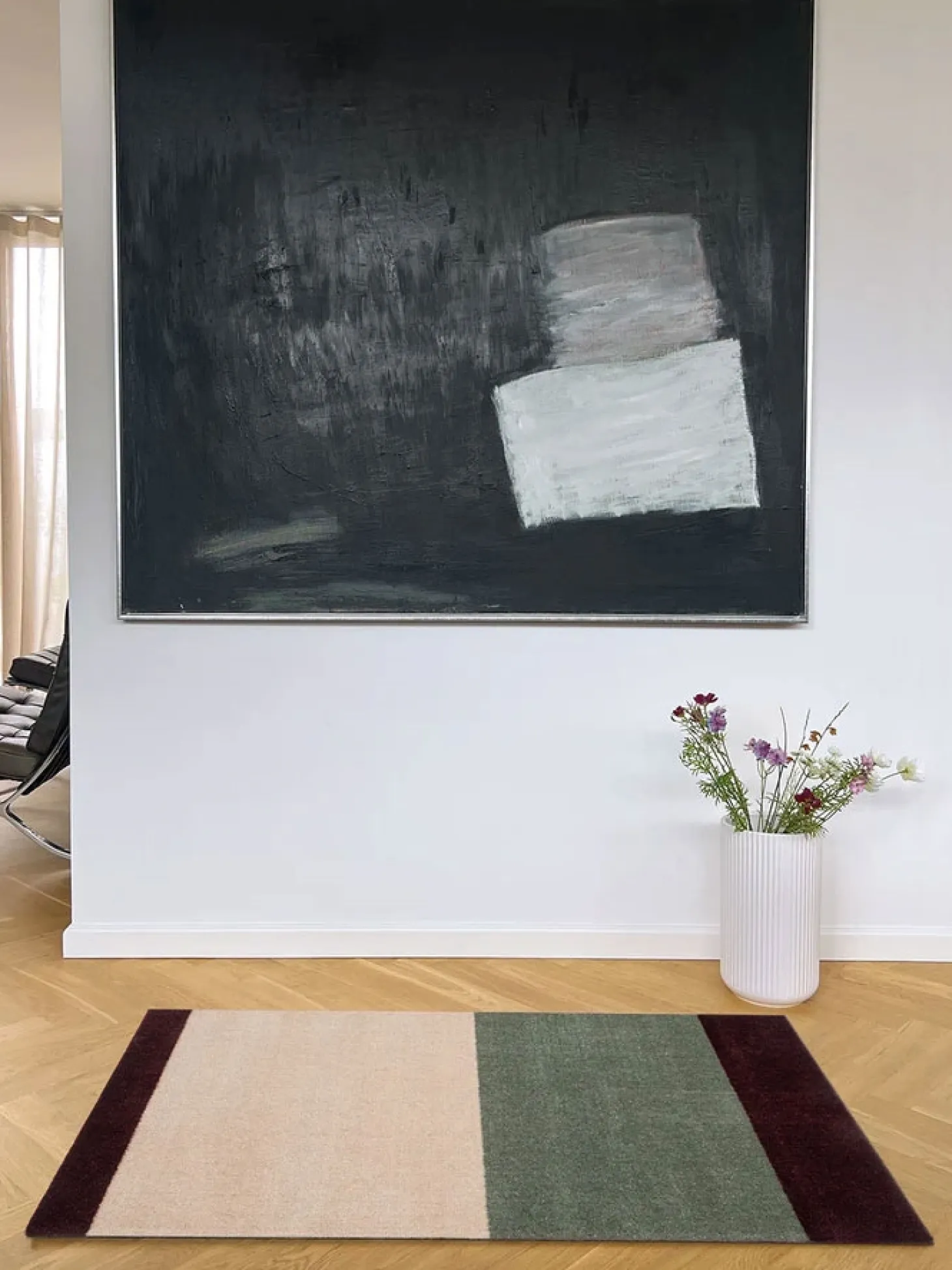 Tica Copenhagen - Smudsmåtte - Stripes Horizon - Grøn/Ivory/Bordeaux - 67x120 cm